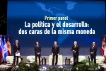 (izq. der.) Primer panel: Mauricio Macri, expresidente de Argentina; José María Aznar, expresidente de gobierno de España; Dionisio Gutierrez, presidente de Fundación Libertad y Desarrollo; Andrés Pastrana, expresidente de Colombia; Felipe Calderón, expresidente de México